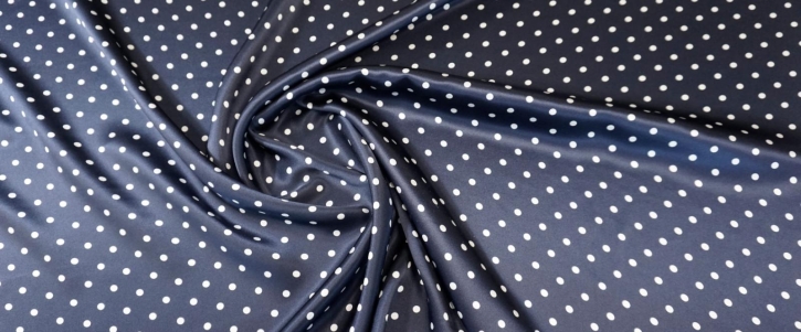 Silk satin - dots on blue