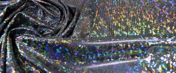 Coupon, elastischer Effektstoff - silber mit rainbow