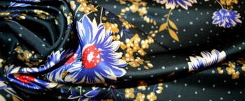 satin virgin wool - floral motif