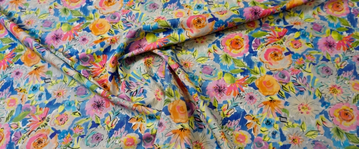 Cotton - colorful floral motif