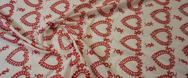 Cotton - heart eyelet embroidery