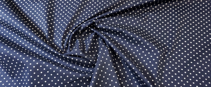 Cotton stretch - dots on dark blue