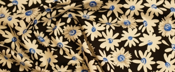 Baumwollstretch - Blumen mit blau