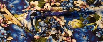 Baumwollstretch - blaue Blumen