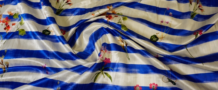 Baumwollmix - Streifen mit Blumen