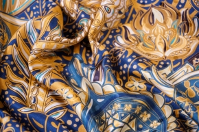 Silk jacquard - blue / gold