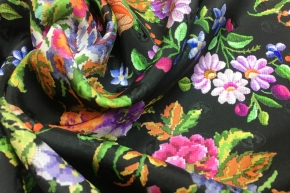 Silk jacquard - pixel flowers