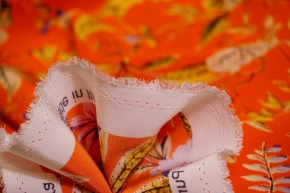 Silk Crepe - Flowers on Orange