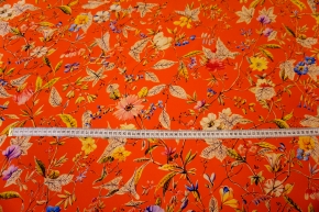 Silk Crepe - Flowers on Orange