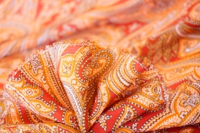 Silk Crepe - Paisley, fiery red