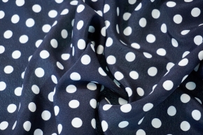 Silk crepe - dots on dark blue