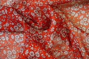 Silk chiffon - little flowers on red