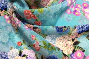 Crepe de Chine - ribbons of flowers