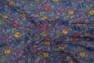 Seidenstretch - Blumen auf blau/weiß
