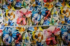 Seidensatin - gemalte Blumen
