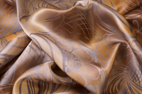 Silk satin - gray pattern on brown tones