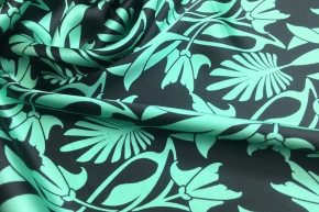 Silk satin - leaf pattern