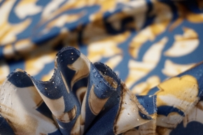 Silk satin - ornaments on blue
