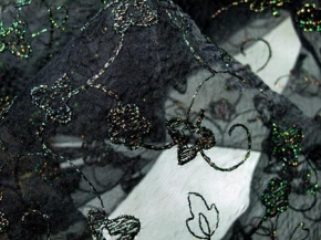 Black tulle embroidery