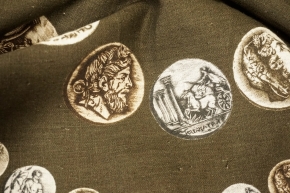 Linen panel - coins