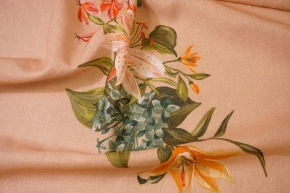 Linen mix - floral bouquet