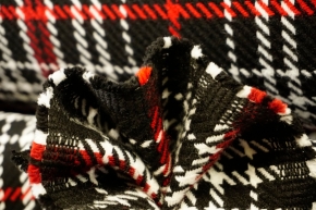 virgin wool mix - black with red/white