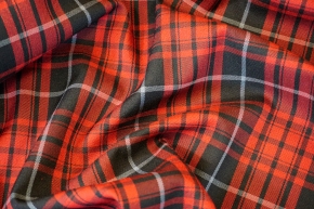 Wool mix embroidered on one side - tartan