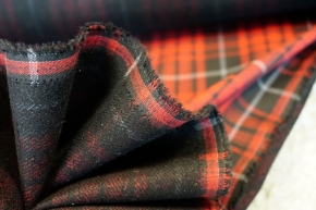 Wool mix embroidered on one side - tartan