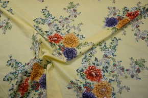 Cotton batiste - yellow with flowers