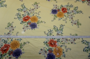 Cotton batiste - yellow with flowers