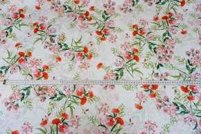 Cotton stretch - red carnations