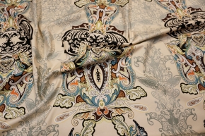 Baumwollstretch - hellgelb mit Muster