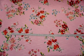 Baumwollstretch - Blumen auf rosa