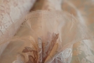 Organza with flower embroidery - powder