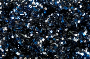 Pailletten auf Tüll - schwarz/blau