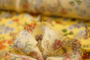 Viscose crepe - yellow with flowers