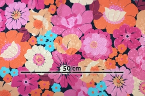 Viscose panel - large flowers, pink