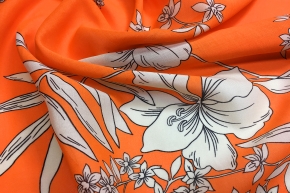 Viscose - flowers on orange