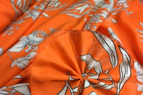 Viskose - Blüten auf orange