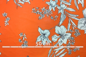 Viscose - flowers on orange