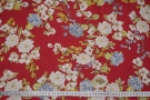 Viscose jacquard - flowers on red